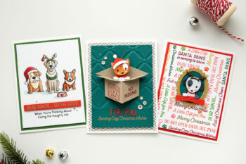 Spellbinders Holiday Cheer Enclosed - Santa Paws Unboxing 3 ways with Jung