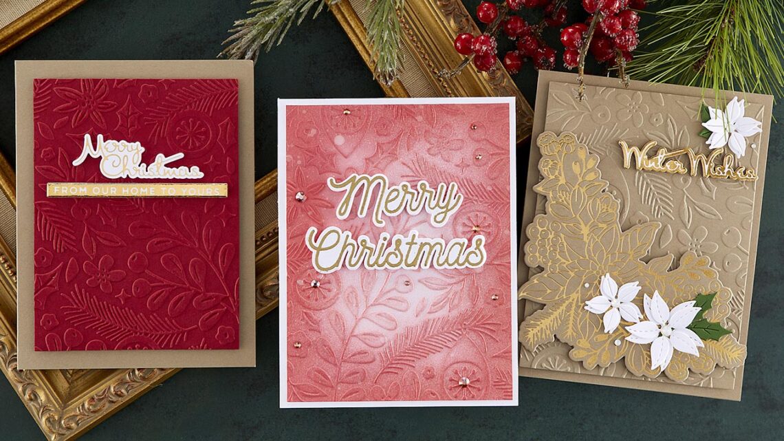 October 2022 Embossing Folder of the Month Preview & Tutorials – Scattered Christmas