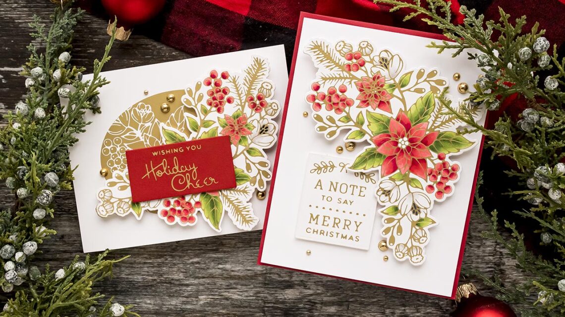 October 2022 Glimmer Hot Foil Kit of the Month Preview & Tutorials – Poinsettia Spray