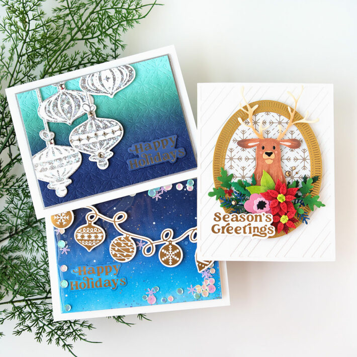 Trio of Joyful Christmas Cards with Jung AhSang for Spellbinders