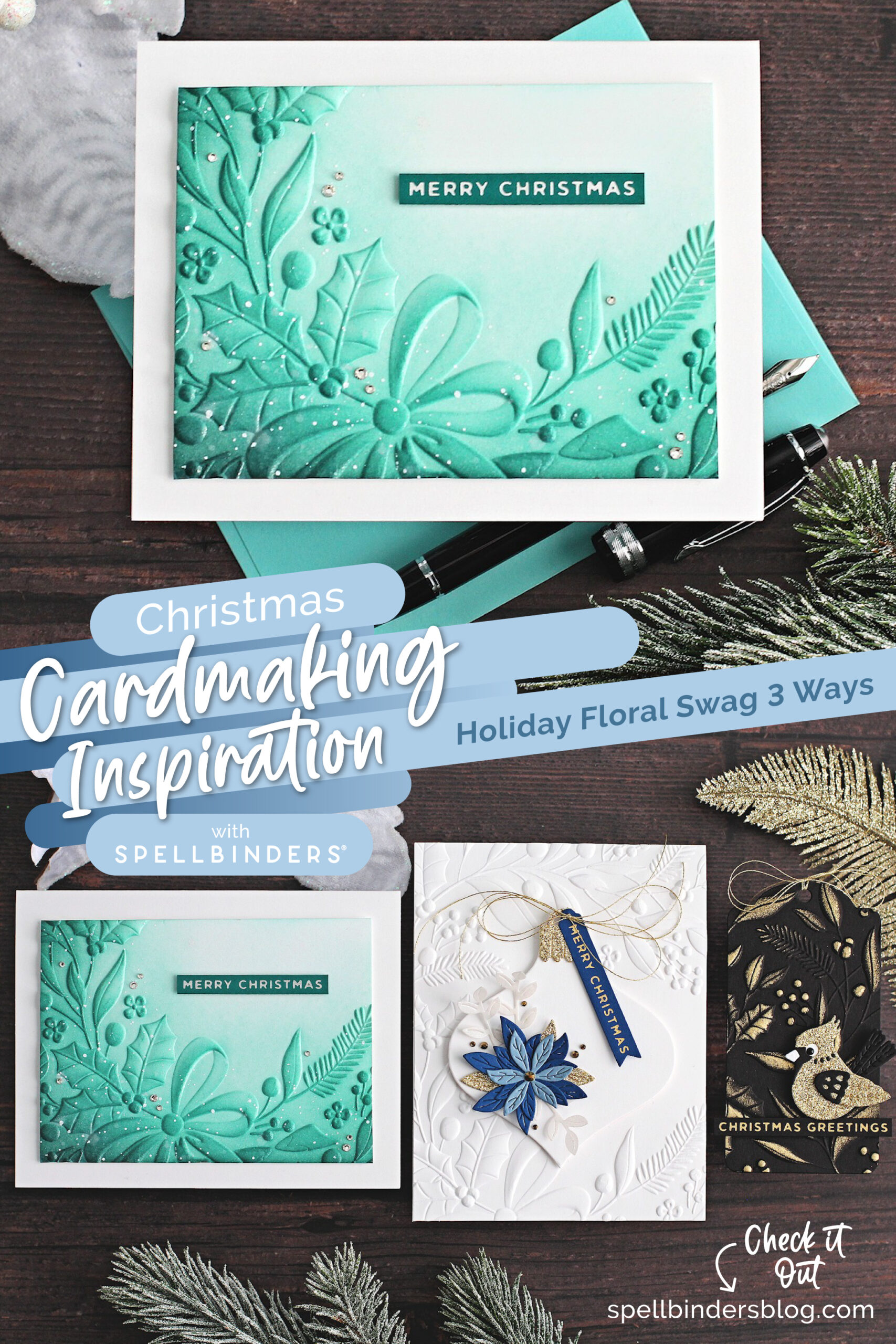 Spellbinders Holiday Floral Swag 3D Embossing Inspiration