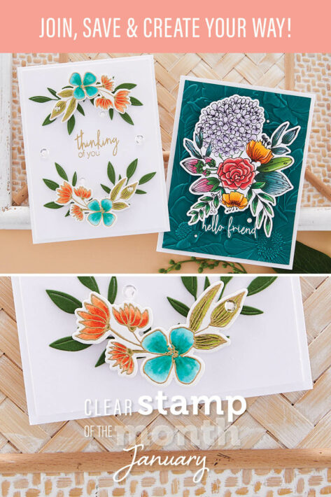 January 2023 Clear Stamp + Die of the Month Preview & Tutorials – Hydrangea Bouquet