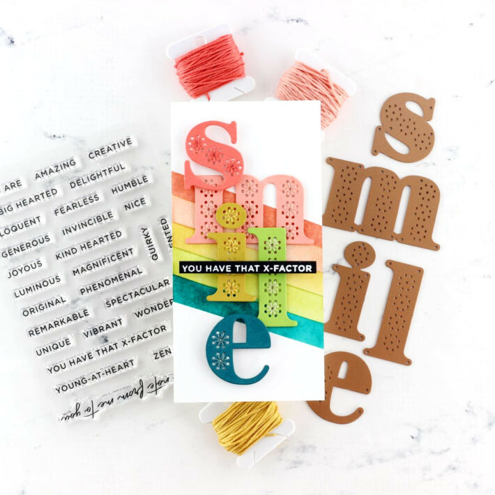 Spellbinders Stitched Alphabet Cards We Love | Stitched Smile Card by Keia Shipp