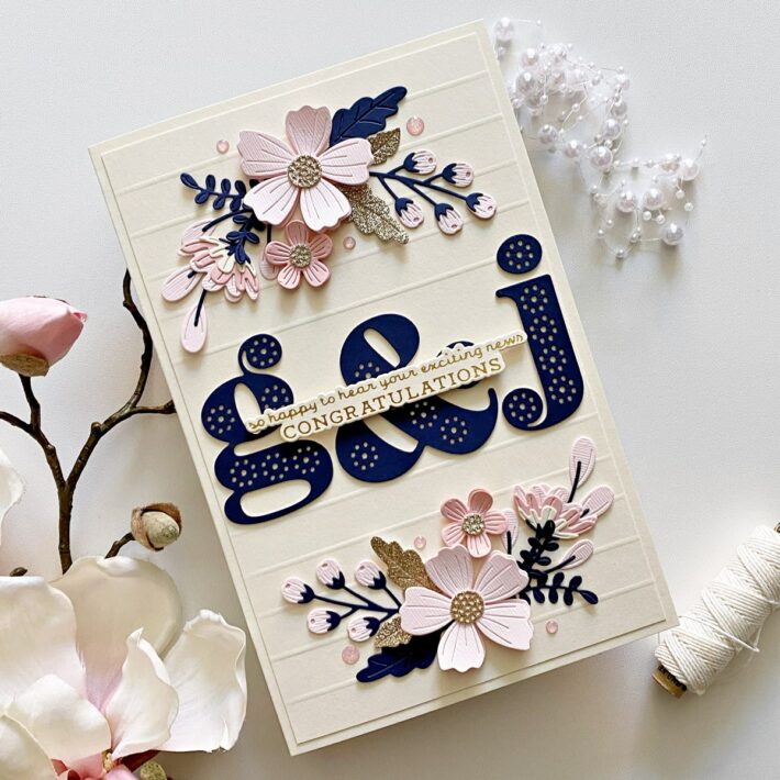 Spellbinders Stitched Alphabet Cards We Love | Monogram Wedding Card by Zsoka Marko