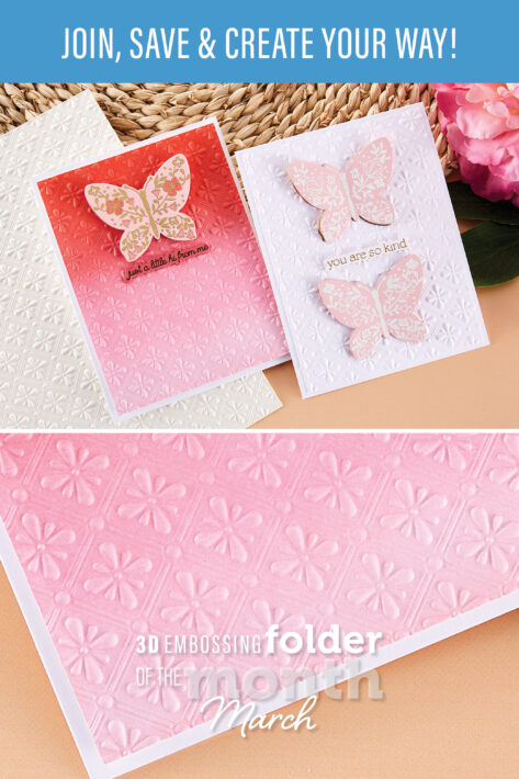 March 2023 3D Embossing Folder of the Month Preview & Tutorials – Tiled Motif