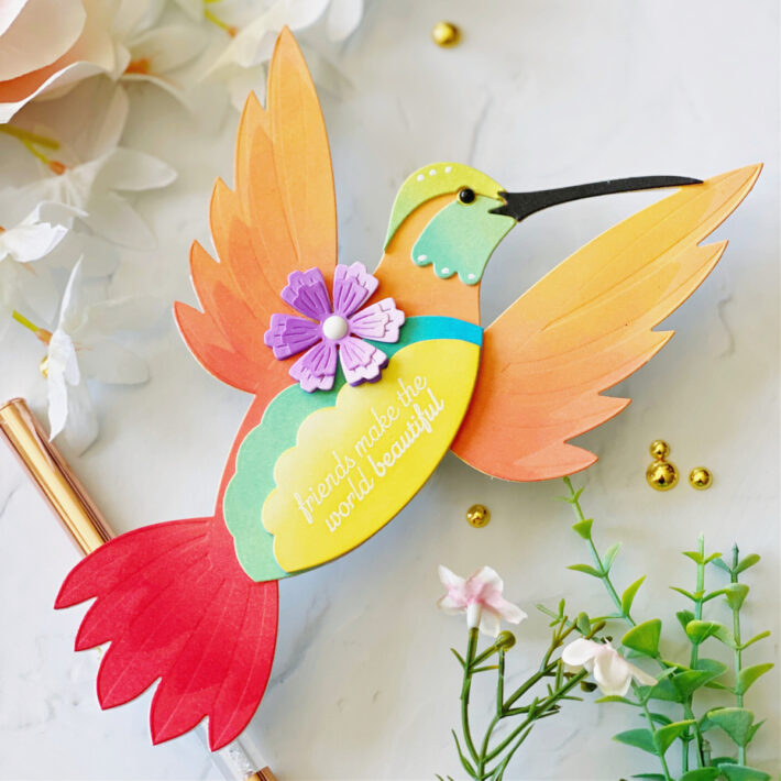 Shaped Cards with Bibi’s Hummingbirds by Joan Bardee