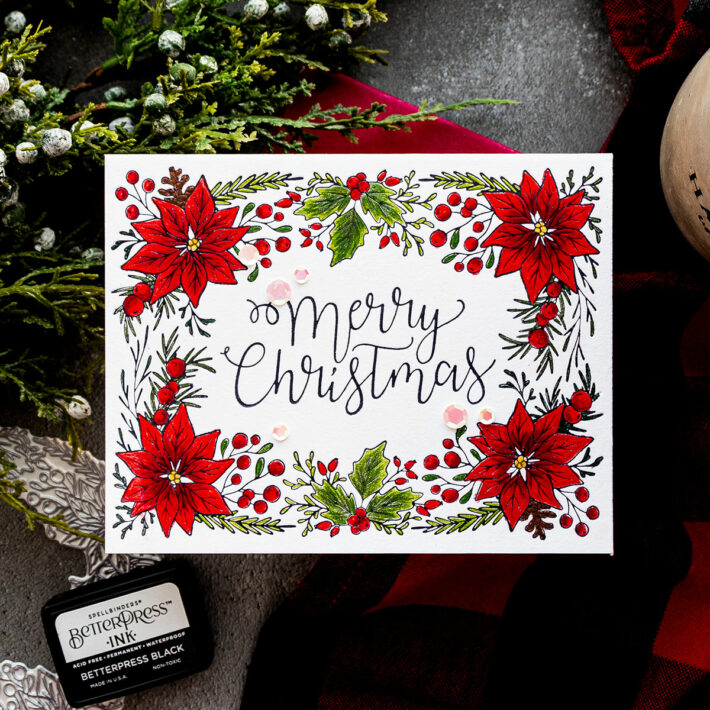 July 2023 BetterPress Plate of the Month Preview & Tutorials – Poinsettia Frame
