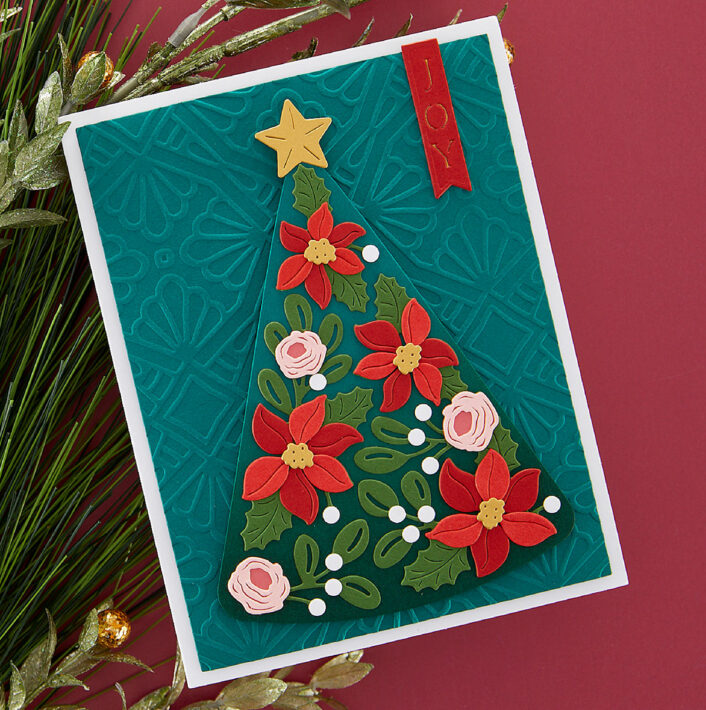 July 2023 Small Die of the Month Preview & Tutorials – Layered Poinsettia Tree