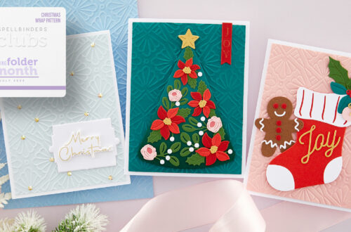 July 2023 Embossing Folder of the Month Preview & Tutorials – Christmas Wrap Pattern