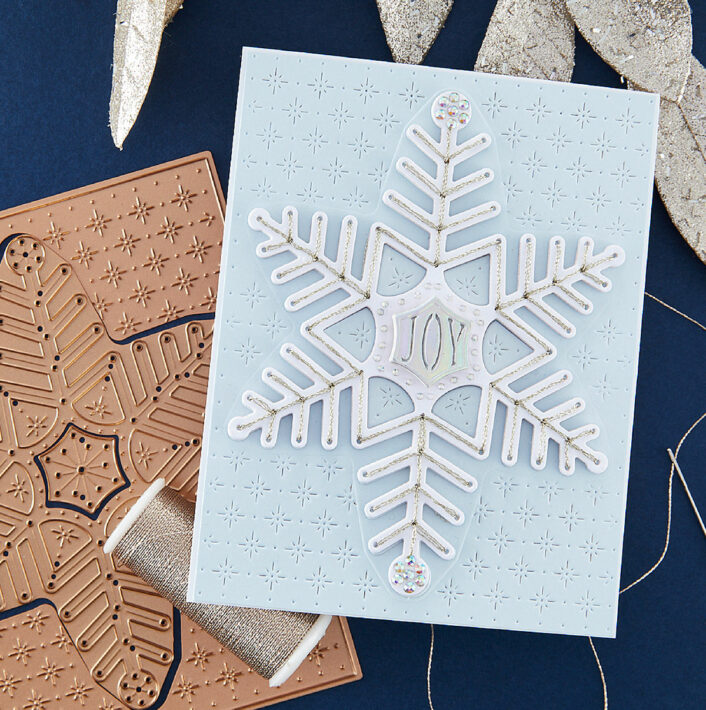 July 2023 Stitching Die of the Month Preview & Tutorials – Stitched Snowflake Cardfront