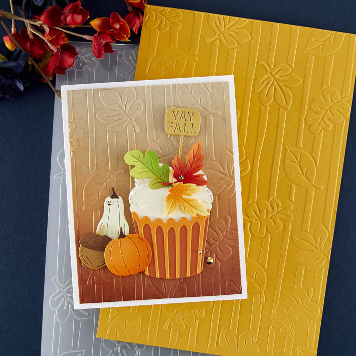 September 2023 Embossing Folder of the Month Preview & Tutorials – Cascading Leaves & Stripes