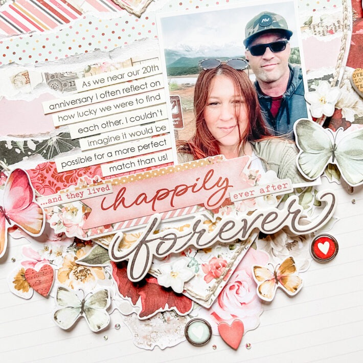 Two Wreath-Style Layout Designs With Simple Stories Simple Vintage Love Story Collection