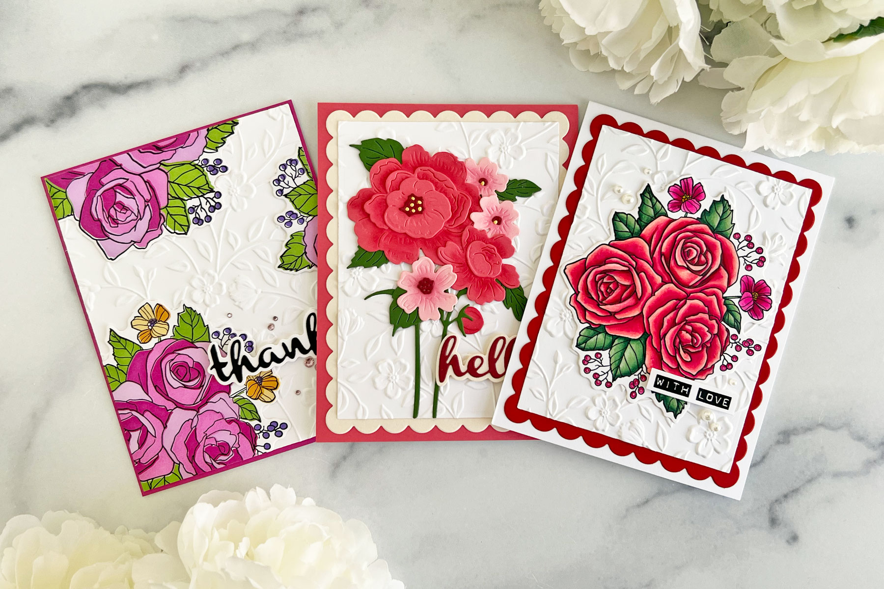 Holiday Cards with 3D Embossing Folders - Nicki Hearts Cards