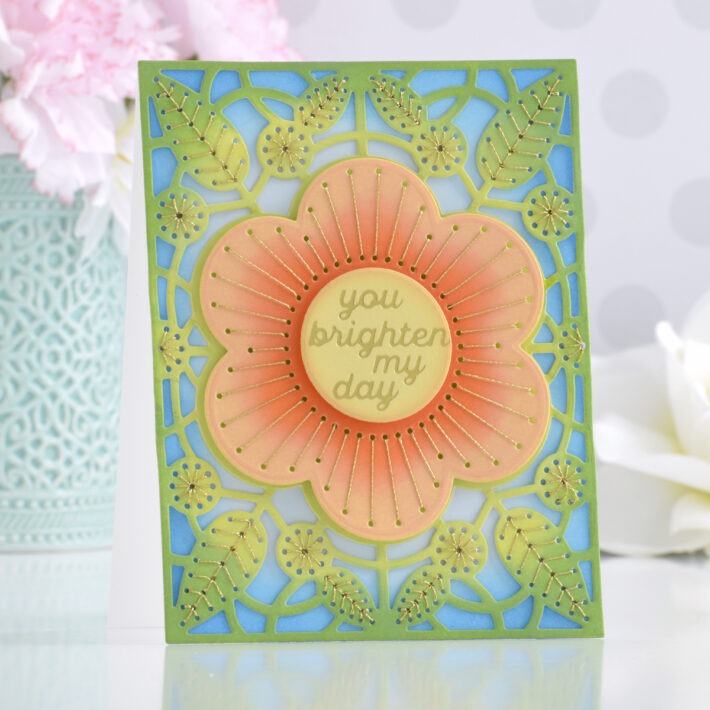 February 2024 Stitching Die of the Month Preview & Tutorials – Stitched Floral Focal Card Front