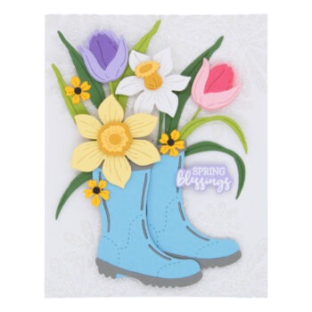February 2024 Small Die of the Month Preview & Tutorials – Rain Boot Bouquet