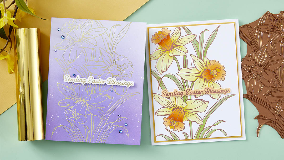 February 2024 Glimmer Hot Foil Kit of the Month Preview & Tutorials – Daffodil Spray
