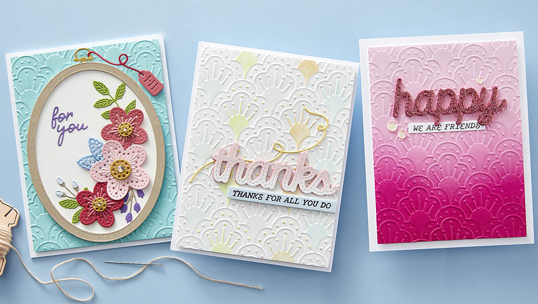 April 2024 Embossing Folder of the Month Preview & Tutorials – Faux Stitched Petal